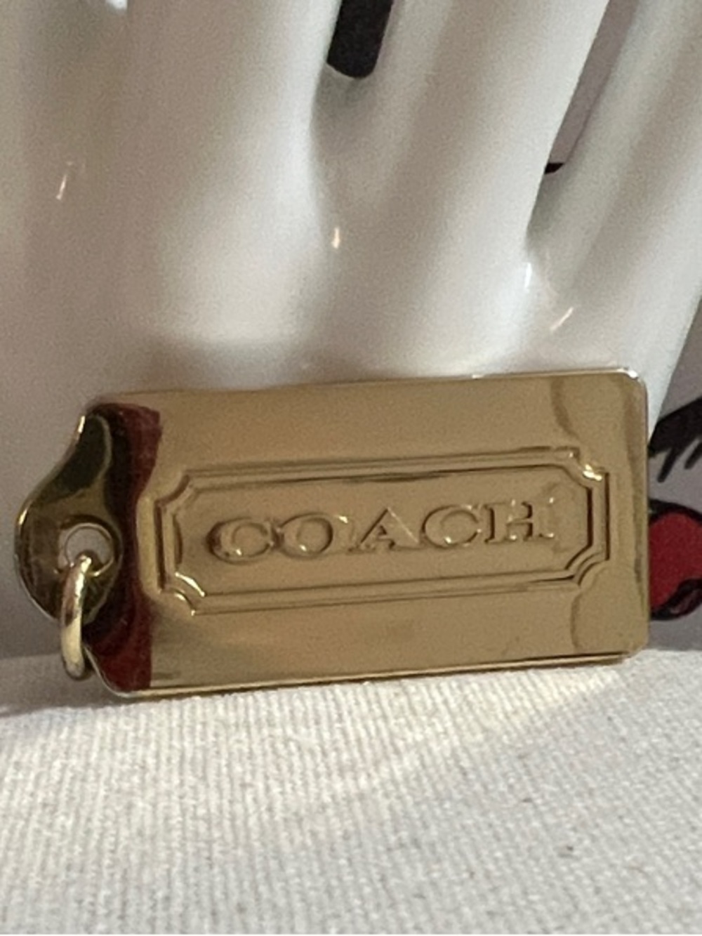 Coach Gold-Tone Logo Tag Key & Card Holder Charm